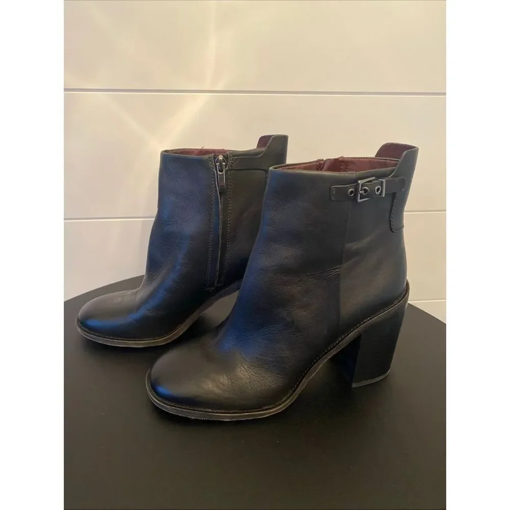 Franco Sarto Women's Rivet Leather Ankle Boot Black Size 10